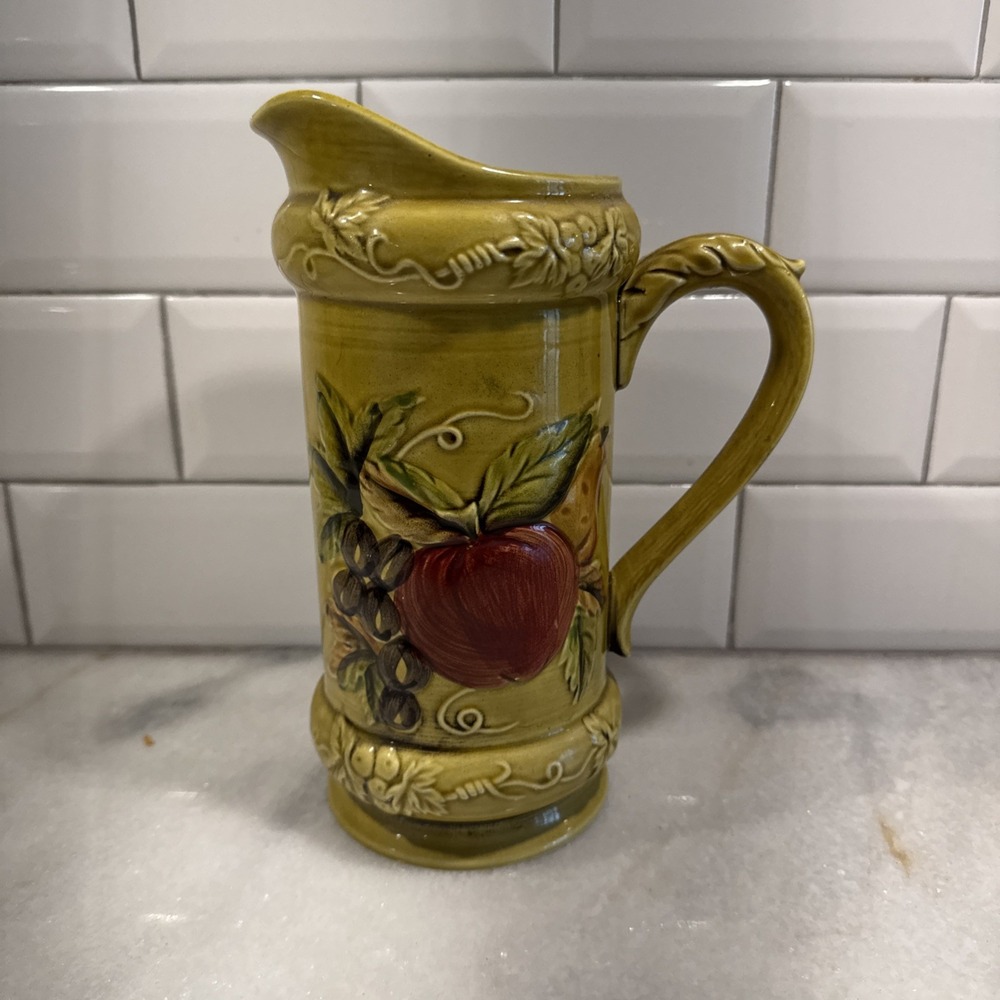 Vintage Geo Z Lefton Apple‎ and Pear Grape Vine Pitcher Creamer 4458 Japan